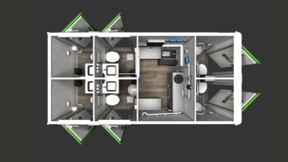 Solar Toilet Block — 6 Cubicles 3+3