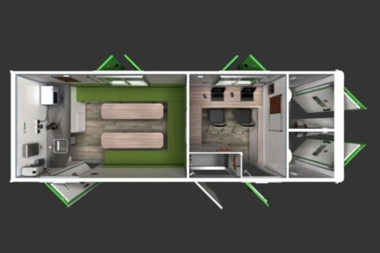 15 Person Full Solar — Canteen + Office + Drying + Twin WC