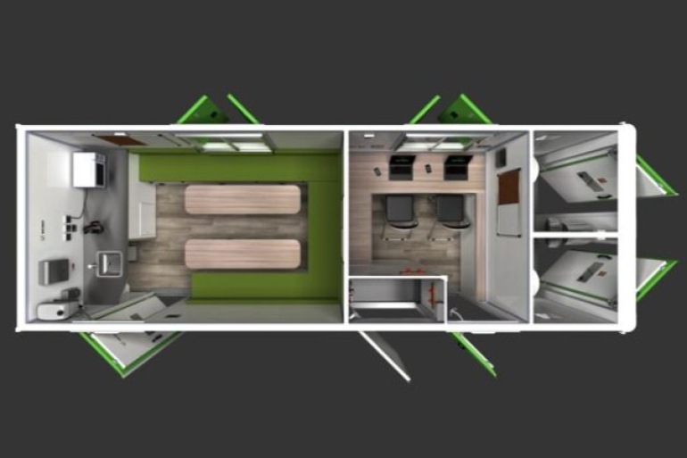 15 Person Hybrid — Canteen + Office + Twin WC