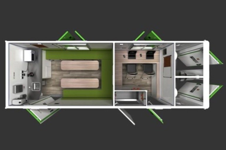 15 Person Hybrid — Canteen + Office + Twin WC