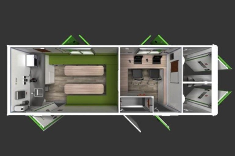15 Person Ultra Solar — Canteen + Office + Twin WC