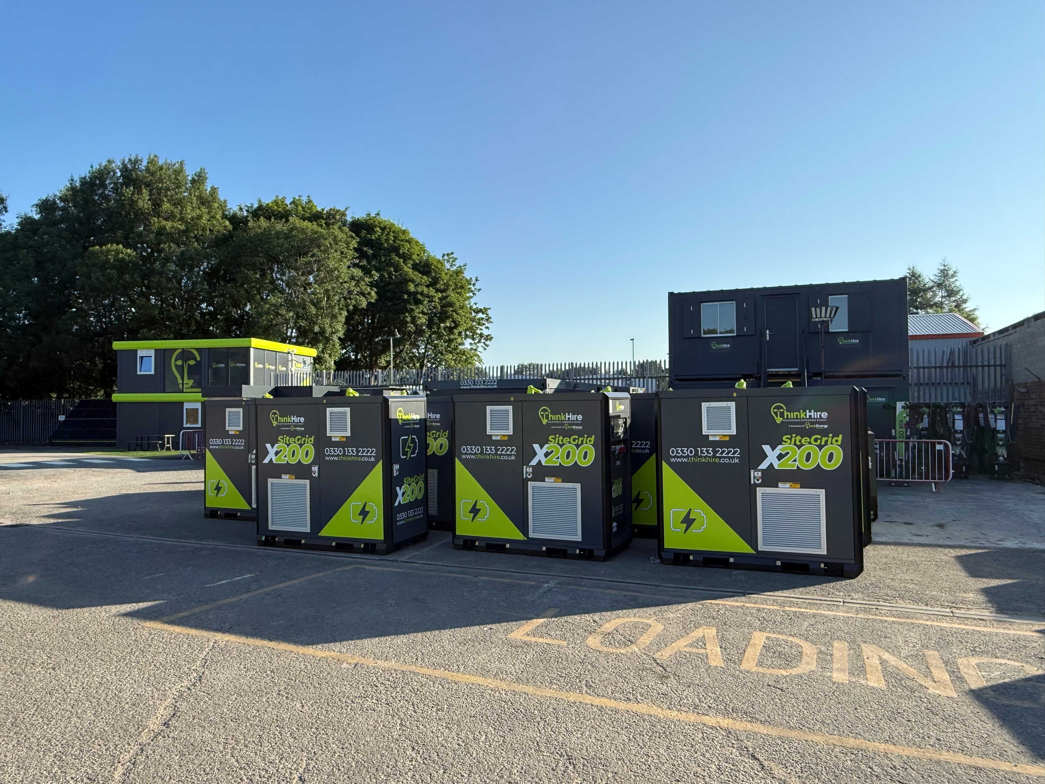Multiple SiteGrid X200 assets in a row outdoors