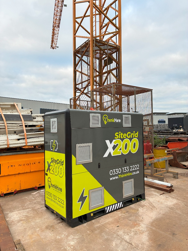 SiteGrid X200 Industrial BESS powering tower crane on construction site